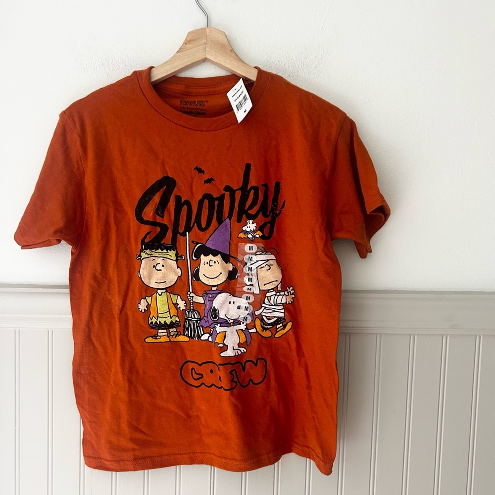 ⭐️ NEW Peanuts Spooky Orange Kids T-Shirt Halloween Girls Size Medium